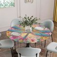 thumbnail image 5 of Purple Dragonfly Round Tablecloth for 36-44 Inch Tables,Fitted Table Cover with Elastic Edge,Colorful Flowers Watercolor Chic Floral Plant Waterproof Outdoor Table Cloth Protector for Patio Dinner, 5 of 9