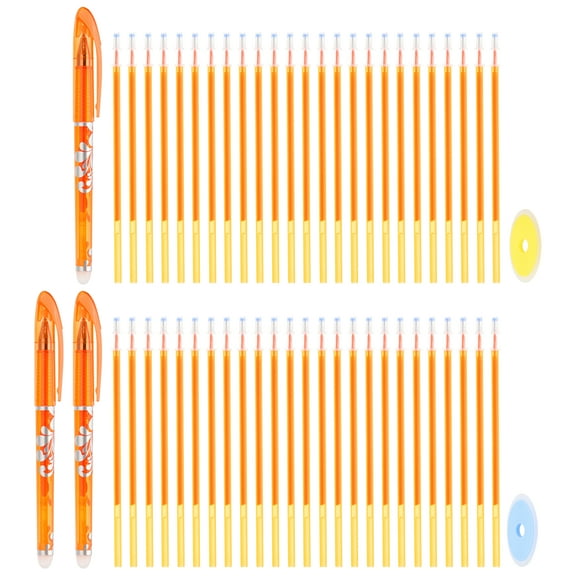 3Pack Erasable Gel Pens with 50 Refills & 2 Erasers, 0.5mm Heat Erasable Pens for Fabric Orange Ink Fabric Markers for Sewing Quilting Planner Writing