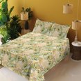thumbnail image 2 of Ambesonne Tropical Fitted & Flat Sheet with Sham 3 Pcs Set, Exotic Hand-Drawn Pattern, Twin, Pale Orange and Fern Green, 2 of 5