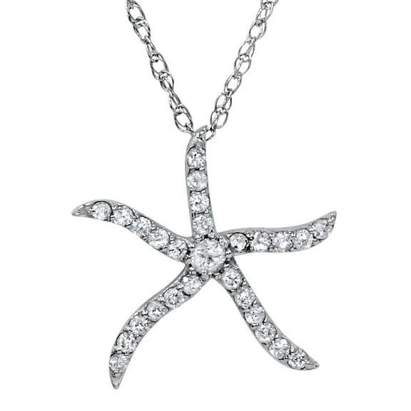 Pompeii 1/4ct Diamond Starfish Pendant 10K White Gold W/ 18" Chain (G/H,I2)