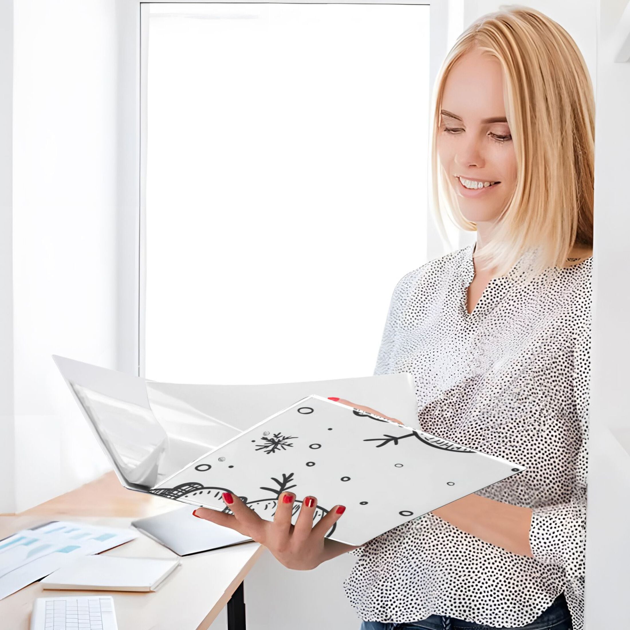 Stick Figure Snowman 3 Ring Binders 1.5 inch Hardcover File Folders with Interior Pockets A4 Size Organizer for School Office Hospital Set of 2