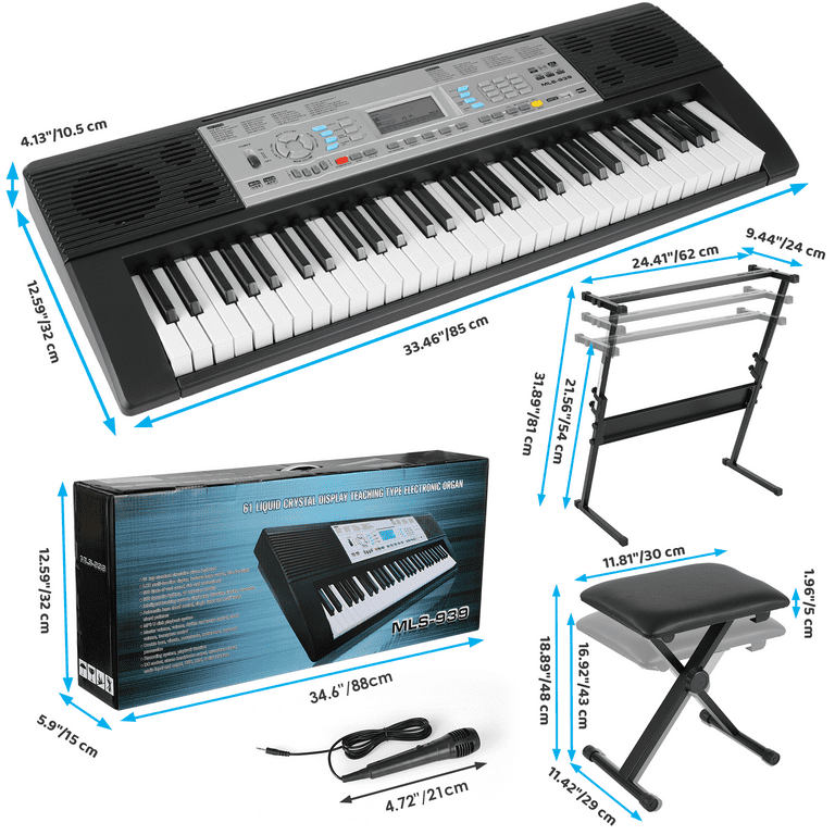 Free Shipping! Pirecart 61 Key Keyboard Piano for Beginners with x