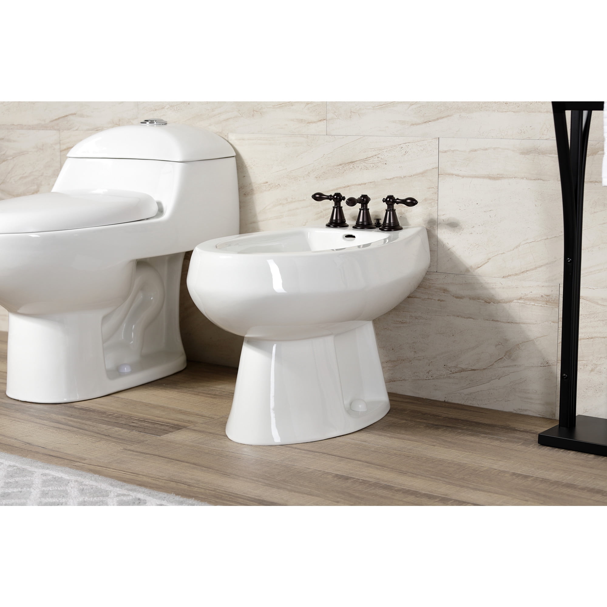Kingston Brass KB325AL Victorian Three-Handle Bidet Faucet with Brass Pop-Up, Oil Rubbed Bronze