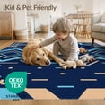 thumbnail image 4 of ODIKA 3'x5' Navy Blue Art Geometric Diamond Washable Area Rug Stepped Border Design With Hexagonal Centerpiece And Corner Accents for Hallway, Laundry Room, Non-Slip, Flatweave, Easy Care, 4 of 7