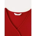 thumbnail image 3 of Family Matching Red Lace Long-sleeve Spliced Rib Knit Belted Dresses And Sets, 3 of 8