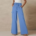 thumbnail image 2 of Summer Savings! Enjoytime Women's Wide Leg Pants with Drawstring Elastic Waist Comfy Loose Palazzo Pants with Pockets Solid Casual Pants for Women, 2 of 7