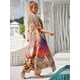 thumbnail image 3 of TEELYNN - Vestido playero de manga corta con estampado de rayón para mujer, caftán informal de verano, estilo bohemio, para playa, bikini de gran tamaño, 2023, 3 of 4