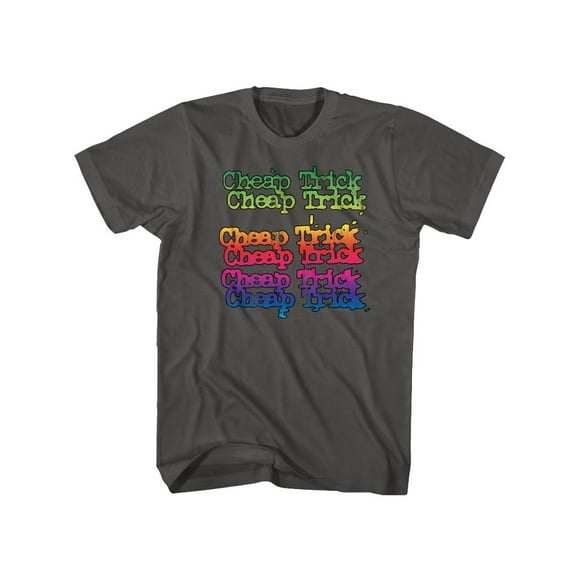 Cheap Trick 1974 American Rock Band Rainbow Trick Logo Smoke Adult T-Shirt Tee