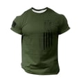 thumbnail image 2 of CIENVNSTG Men's Independence Day Short Sleeve T-Shirt With Distressed USA Flag Print Crewneck Casual Patriotic Design Breathable Fabric Top For 4th Of July Celebrations And Daily Wear Army Green L, 2 of 4