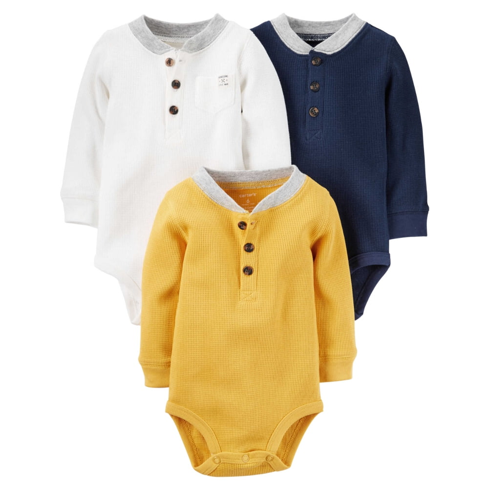 Carter's Carters Baby Boys 3Pack Thermal LongSleeve Bodysuits Multi