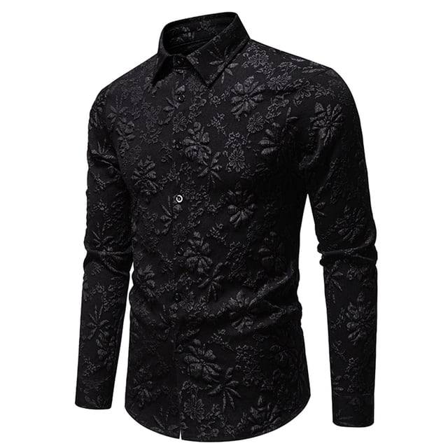 pstuiky camisa de manga larga para hombre, Camisa blusa informal de manga larga con cuello vuelto y botones lisos a la moda para hombre Tops de talla grande para hombre m
