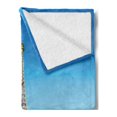 thumbnail image 2 of Paris Soft Flannel Fleece Throw Blanket, Abstract Colored Grass Trees Eiffel Tower Flying Seagulls and Open Blue Sky, Cozy Plush for Indoor and Outdoor Use, 50" x 70", Fuchsia and Blue, by Ambesonne, 2 of 5