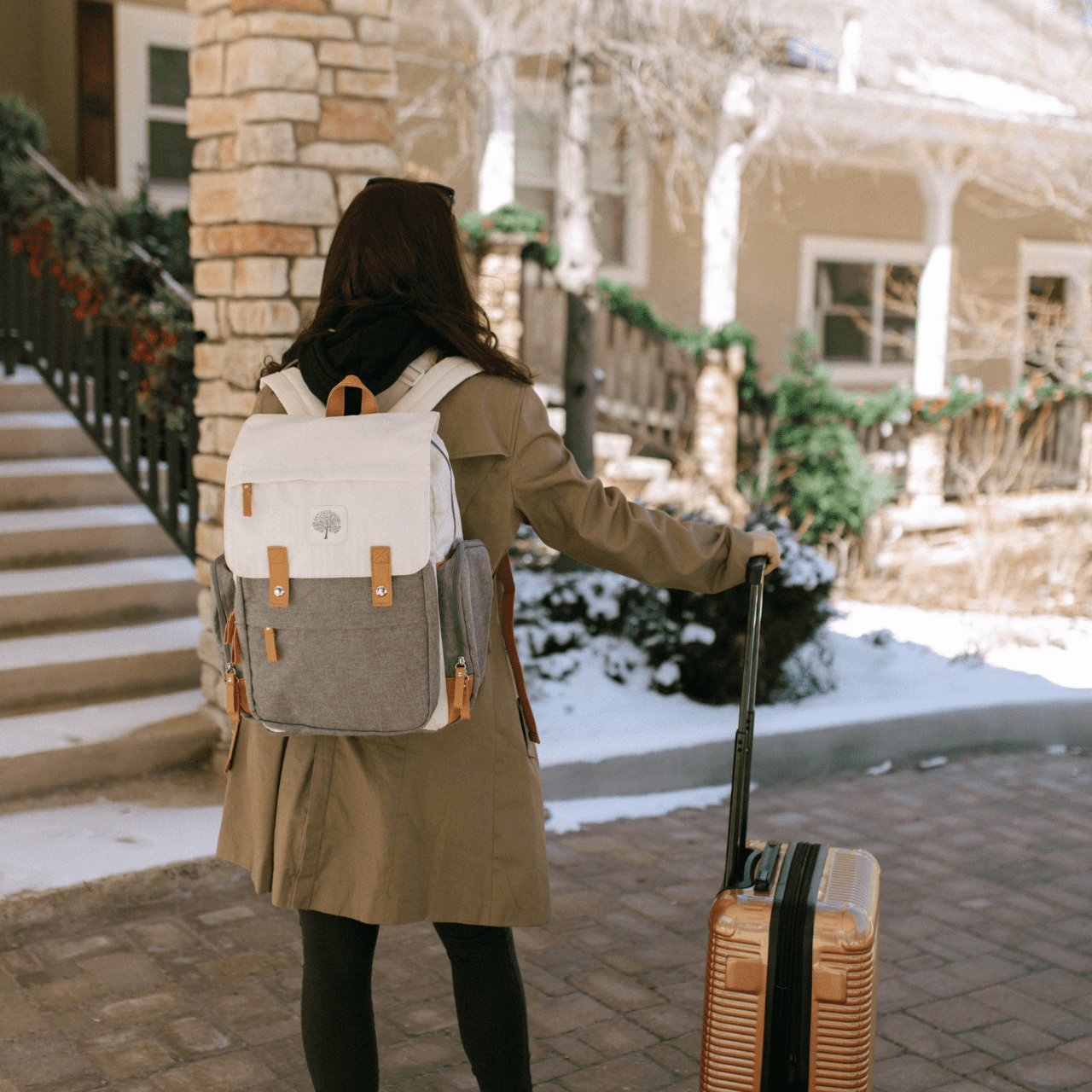 Parker Baby Co. Diaper Backpack with Changing Pad, Insulated Pockets & Stroller Straps, Cream