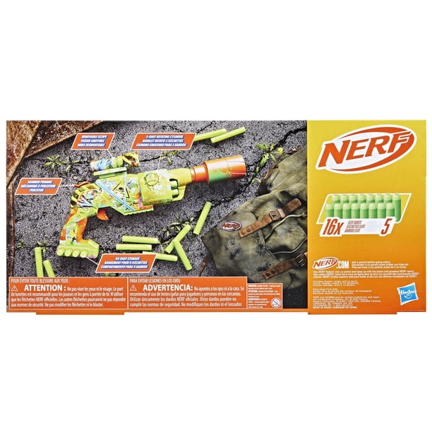 Nerf Zombie Driller Dart Blaster, 16 Nerf Elite Darts, Outdoor