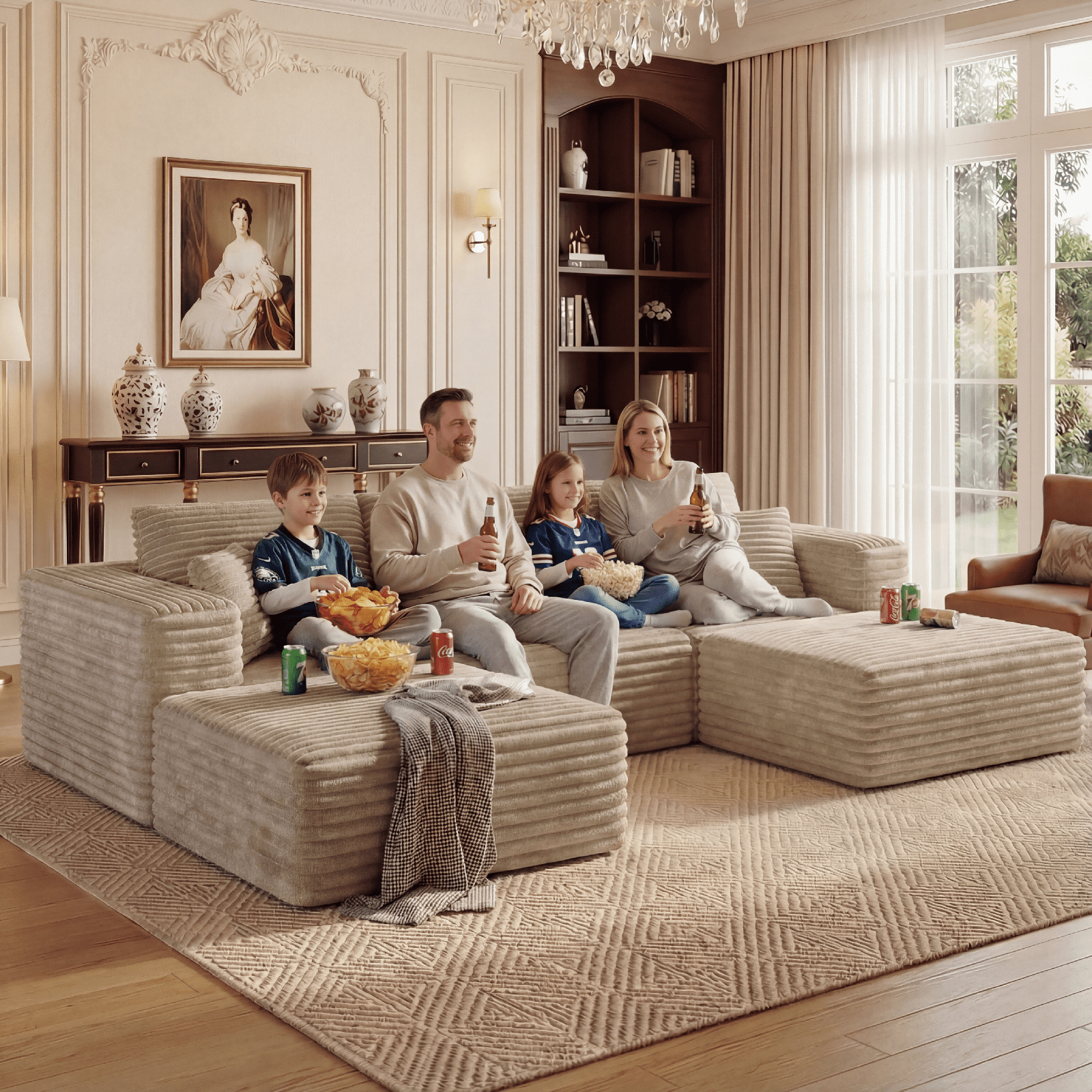 Cubente 108" Sectional Couch, Cloud Sofa, Boneless Couch No Assembly Required Modular Couch U-shaped Couch for Living Room