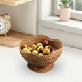 thumbnail image 3 of Woven Fruit Basket, Footed Fruit Basket, Table Centerpiece, Rattan Fruit Bowl, Food Snack Serving Basket for Makeup, Countertop Sundries Bathroom small, 3 of 8