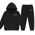 thumbnail image 3 of Eltusu Girls Winter Outfit Sets, Thermal Long Sleeve Elastic Waist Soft Hoodies and Sweatpants Sets Black Size 2-13T, 3 of 4