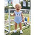 thumbnail image 5 of Cenuakty Infant Girl Boy Bubble Romper Sleeveless Crew Neck Cute Soccer Ball Embroidery Plaid Print Jumpsuit, 5 of 9