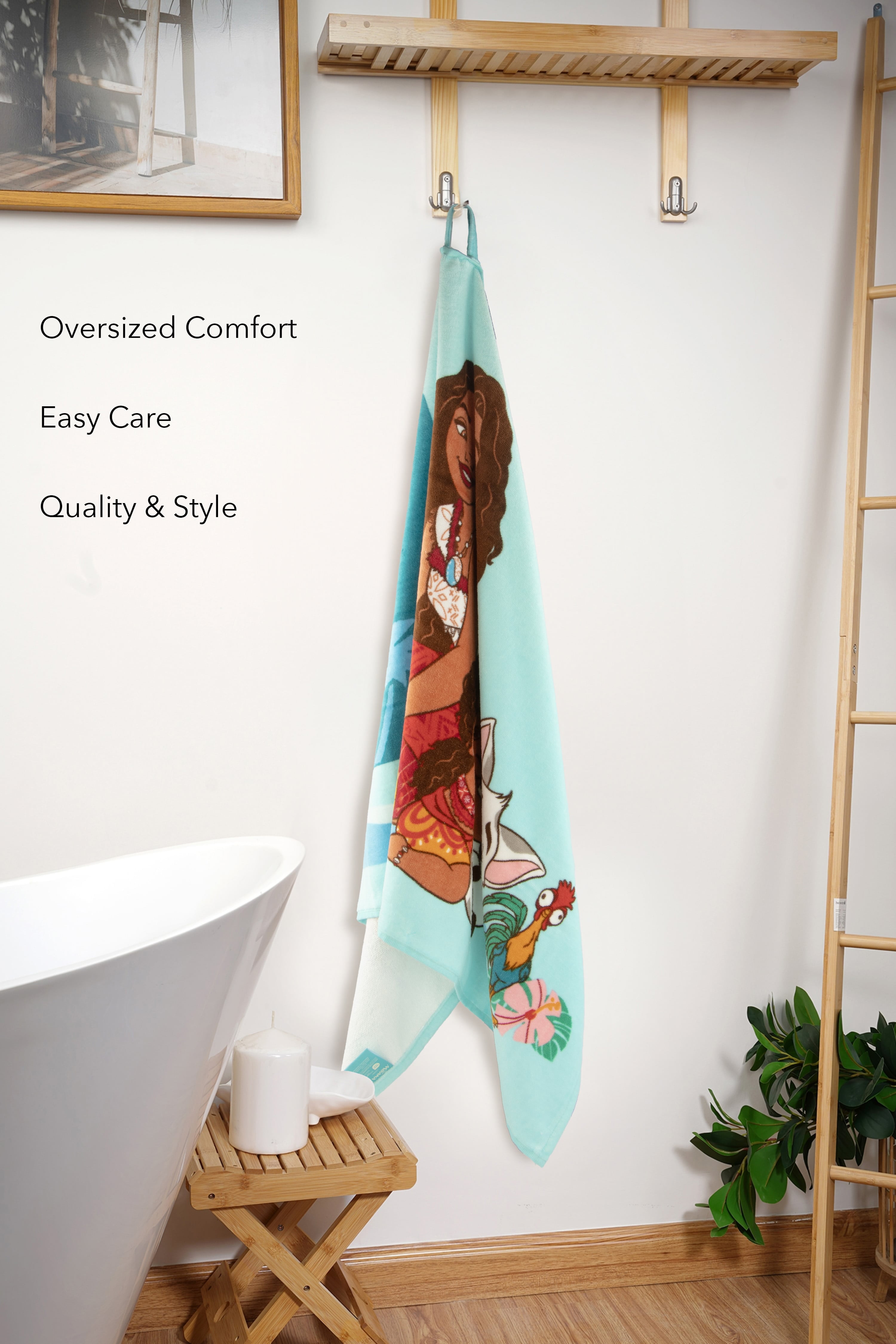 Moana Land and Sea 27" x 54" Kids Bath Towel, Cotton, Blue, Disney