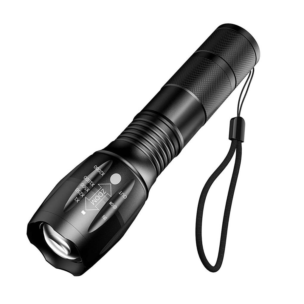 Ultra Bright Handheld Flashlight Adjustable Torchlight Focus 5 Modes Water Resistant Torch with Rechargeable 18650 Lithium Battery & Charger for Camping Hiking SOLARMKS FL18