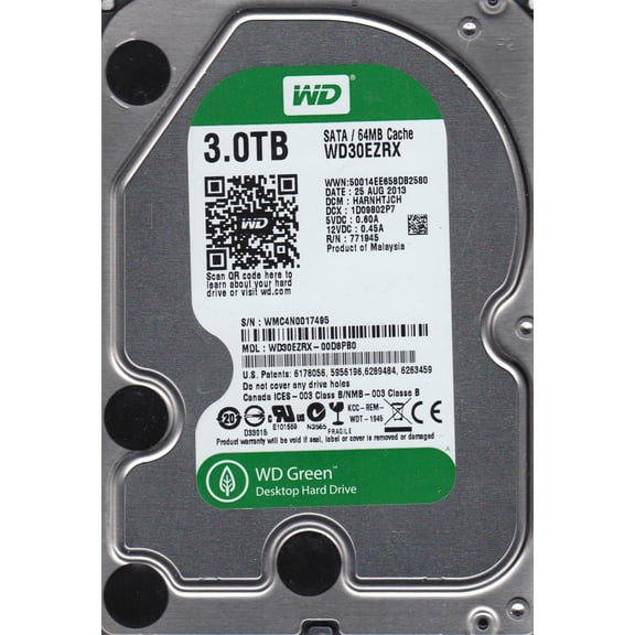 WD30EZRX-00D8PB0, DCM HARNHTJCH, Western Digital 3TB SATA 3.5 Hard Drive