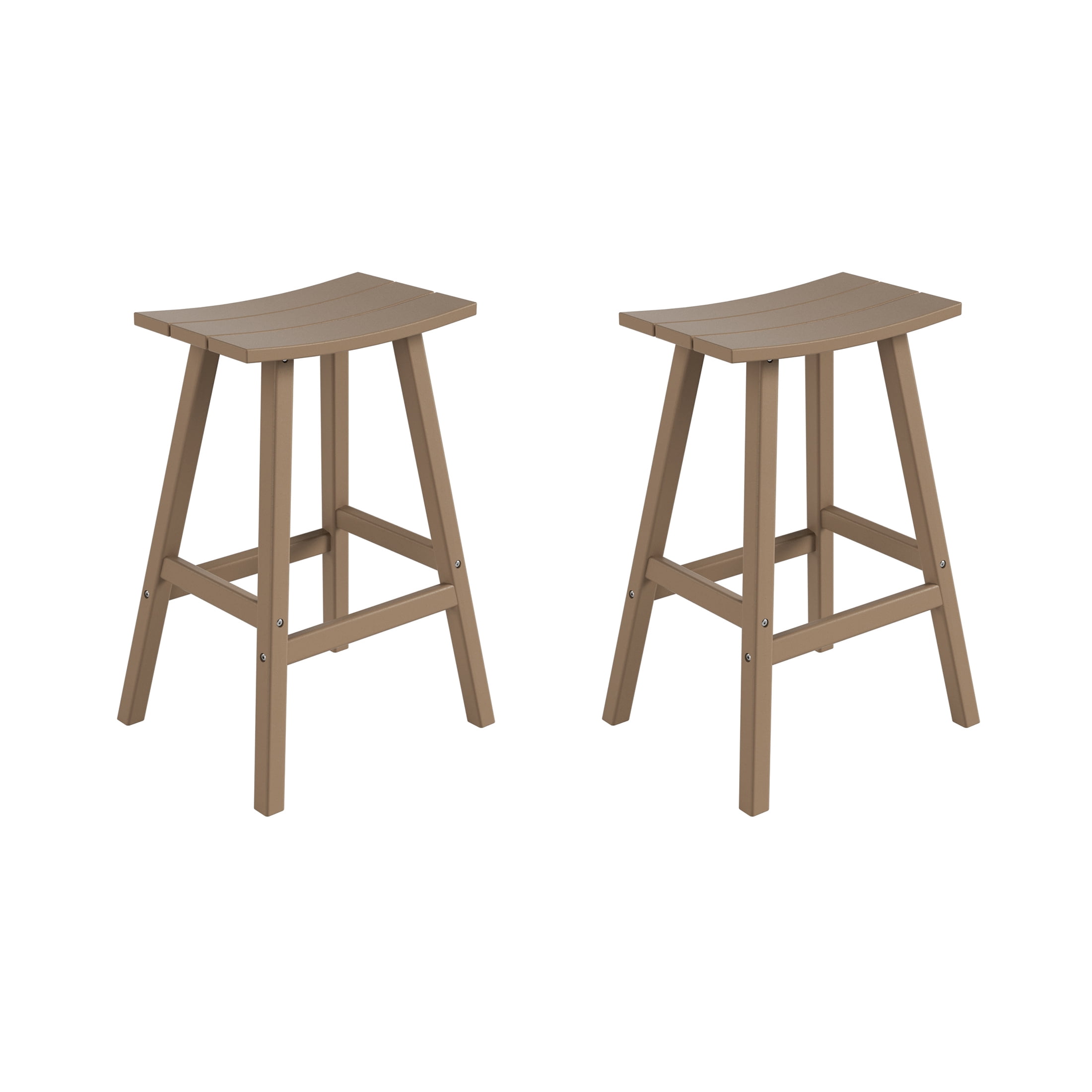GARDEN 29" Inches Adirondack Plastic Outdoor Bar Stools (Set of 2), Weathered Wood