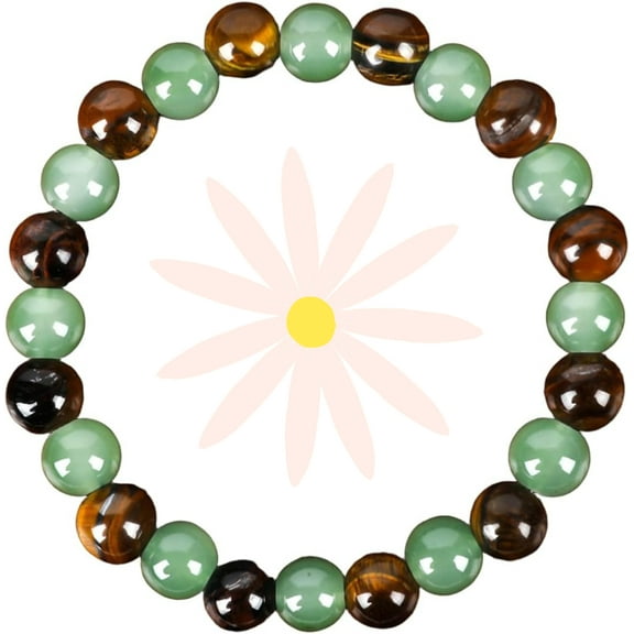 Money Attraction Bracelet with Green Aventurine and Tiger Eye, Blue Friendship Bracelet 8MM Beaded Jewelry, Healing Crystal Bracelet, Protection and Good Luck Bracelet for Women Mom