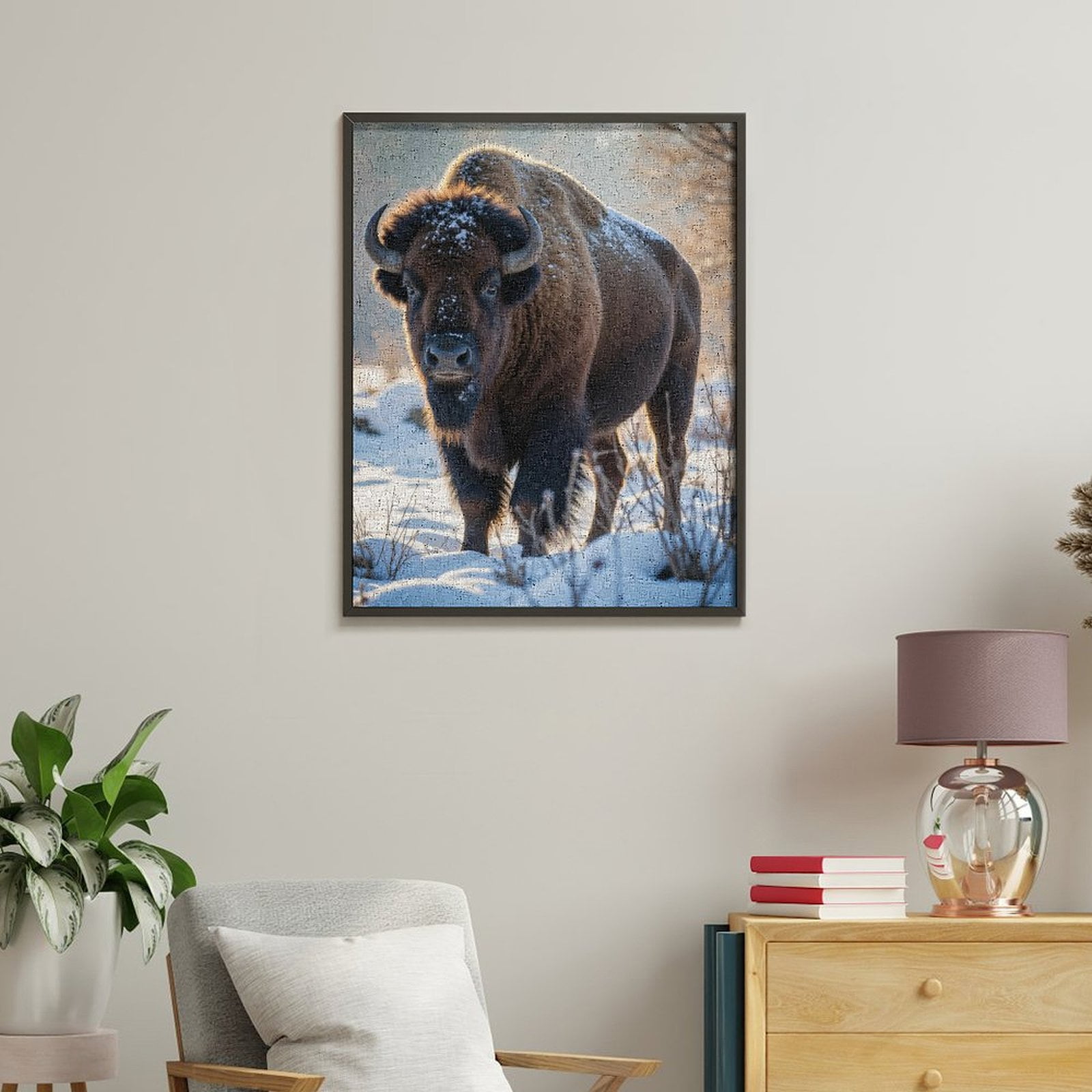 Paint by Numbers Kit for Adults, Winter Bison Majestic Fur Snow Paint by Numbers, Easy Paint by Numbers Kit for Adults Beginner, DIY Adult Paint by Number Kits on Canvas, Home Decor