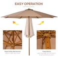 thumbnail image 4 of Outsunny 10' x 8' Round Wooden Patio Umbrella with Bamboo Rib for Outdoor, 4 of 10