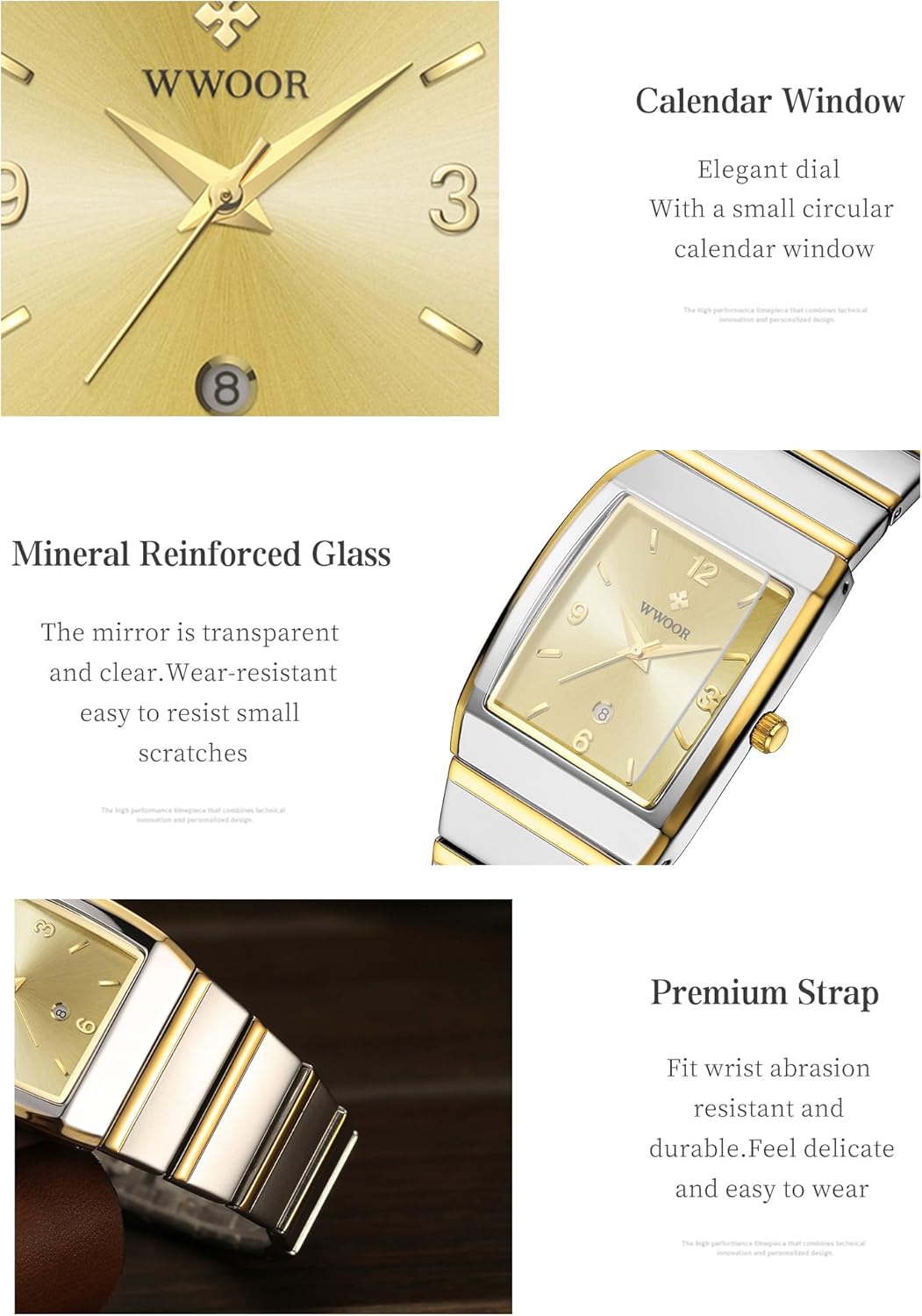 Square Watch for Men and Women - Stainless Steel With Date - Casual Men's Watches