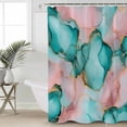 thumbnail image 4 of Abstract Teal Shower Curtain Set ，Waterproof Fabric Shower Curtains Pink Fluid Art Marble Stone Texture Modern Shower Curtains for Bathroom,Bathroom Decor 36"x72", 4 of 6