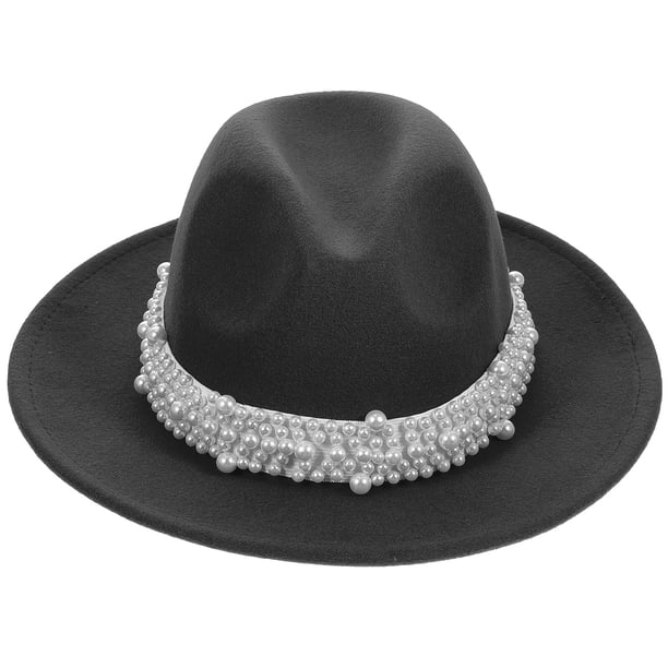 Sombrero de fieltro de lana Sombrero de jazz con decoración de perlas sombreros vintage sombreros para mujeres