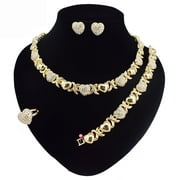 Women's Hugs & Kisses XO XO Hearts Complete Jewelry Set Includes Necklace Bracelet Earrings & Ring #72