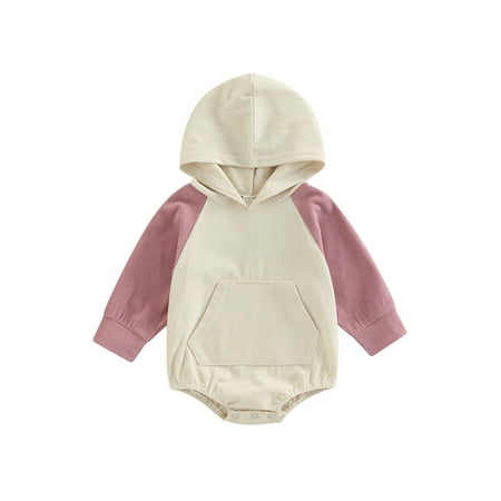 

LisenraIn Infant Baby Boy Girl Clothes Hoodie Pullover Sweatshirt Romper Color Block Long Sleeve Onesie Outfit Fall
