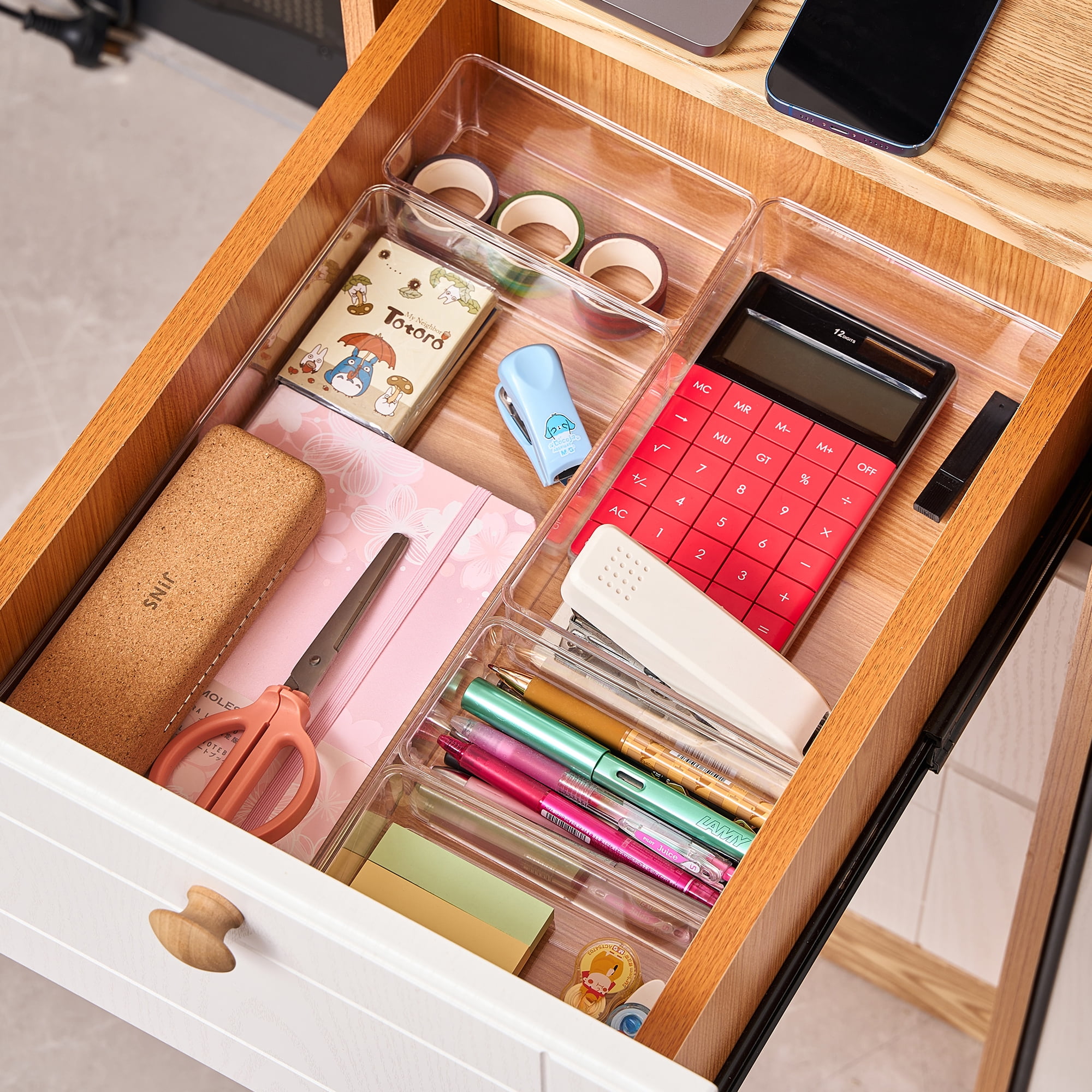 Clear Drawer Organizer Set for Office Storage