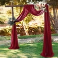 thumbnail image 3 of Adeeing Wedding Arch Drapes 2 Panels 6 Yards Burgundy Chiffon Fabric Drapery, Sheer Backdrop Curtain for Wedding, Reception, Archway, Ceremony, Photo, 3 of 4