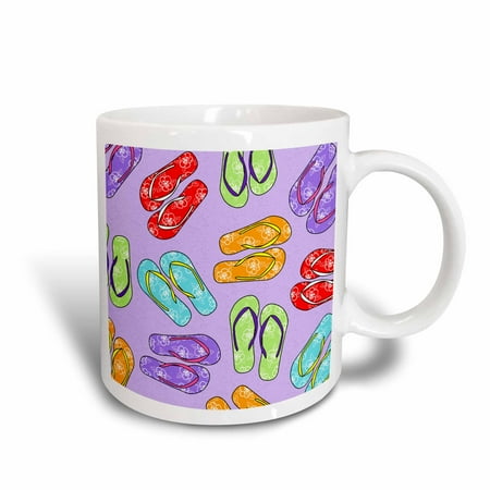 

3dRose Colorful Flip Flop Print - Purple Background - Ceramic Mug 15-ounce