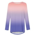 thumbnail image 4 of Sevevn Women's Solid T-shirt Long Sleeves Blouse Round Neck Casual Tops Pink XXL Summer Clearance, 4 of 5