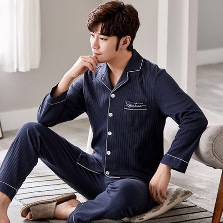 

PIKADINGNIS Autumn Winter Men Sleepwear Set Long Sleeve Male Pajama Set Father Pure Full Cotton Pajamas for Men Underwear Clothes Home Wear