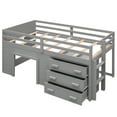 thumbnail image 6 of Bed Frame Twin Size Loft Bed with Cabinet and Shelf Gray, 6 of 8