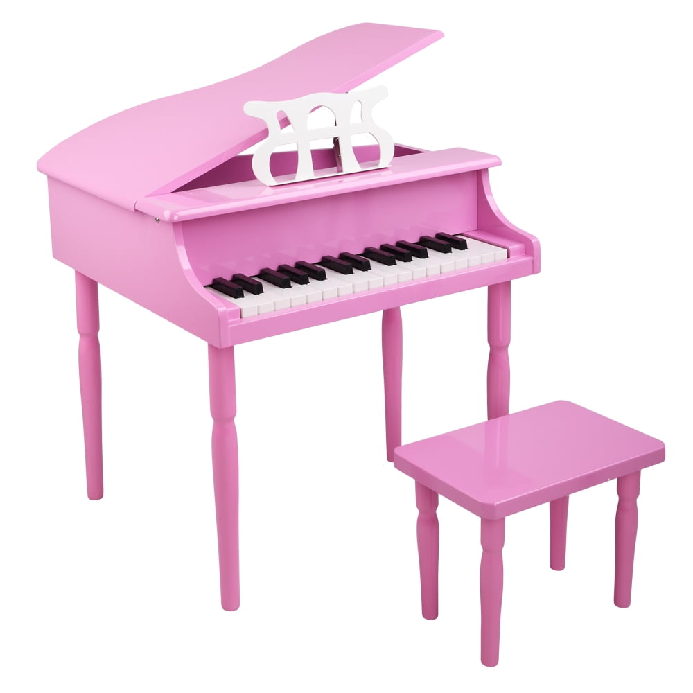 Private Jungle 30 Keys Wood Toy Grand Piano with Music Stand and Bench, Mini Musical Toy for Child,Pink Private Jungle 30 Keys Wood Toy Grand Piano with Music Stand and Bench, Mini Musical Toy for Child,Pink