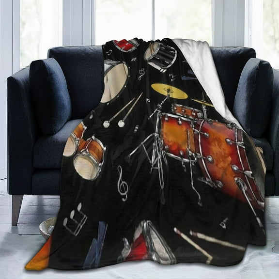 LHSHID Percussion Black Drum Throw Blanket Ultra Soft Thick Bed Blanket Soft Coral Flannel Blanket 30x40inch