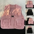 thumbnail image 2 of Men Waistcoat Sleeveless Multi Pockets Design Buckle Closure Vest Coat Solid Color Thin Camping Fishing Waistcoat, 2 of 8