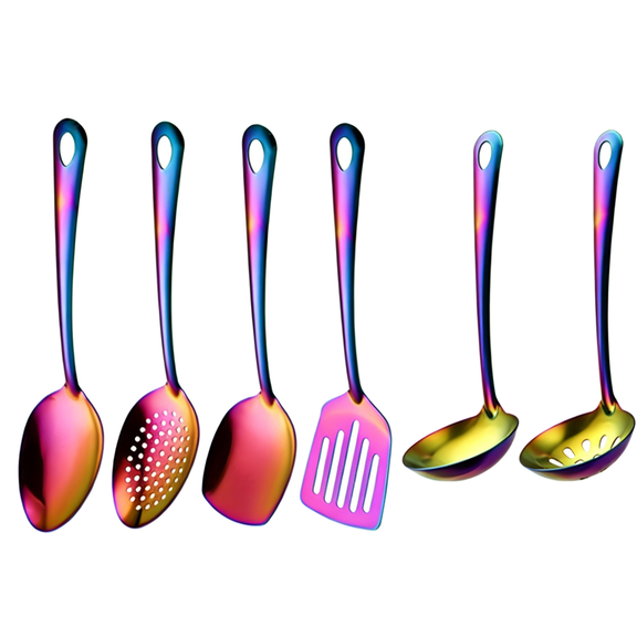 6-Piece Kitchen Utensil Set Stainless Steel Cooking Tools Set Heavy-Duty Kitchen Tool Spatula Set Essential Home Kitchen Gadgets and Accessories
