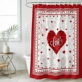 thumbnail image 6 of Red Valentine's Day Shower Curtain Set - Extra Long 72" x 96" Washable Bathtub Curtain with 12 Hooks, Love Heart Romantic Valentines Waterproof Fabric Stall Shower Curtains for Bathroom Décor, 6 of 6