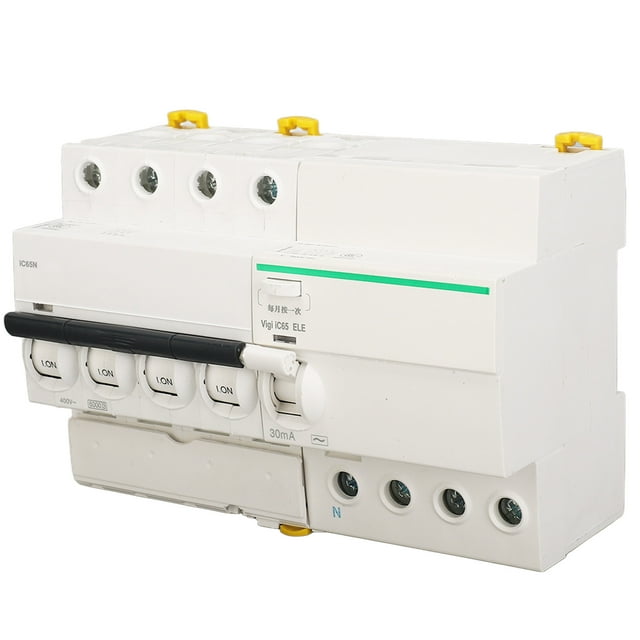Interrupteur d'Air de Disjoncteur, Installation Horizontale 4P et N Disjoncteur Miniature PA66 Extinction Rapide d'Arc pour la Distribution de Puissance 6a, 10a, 16a, 20a, 25a, 40a, 63a
