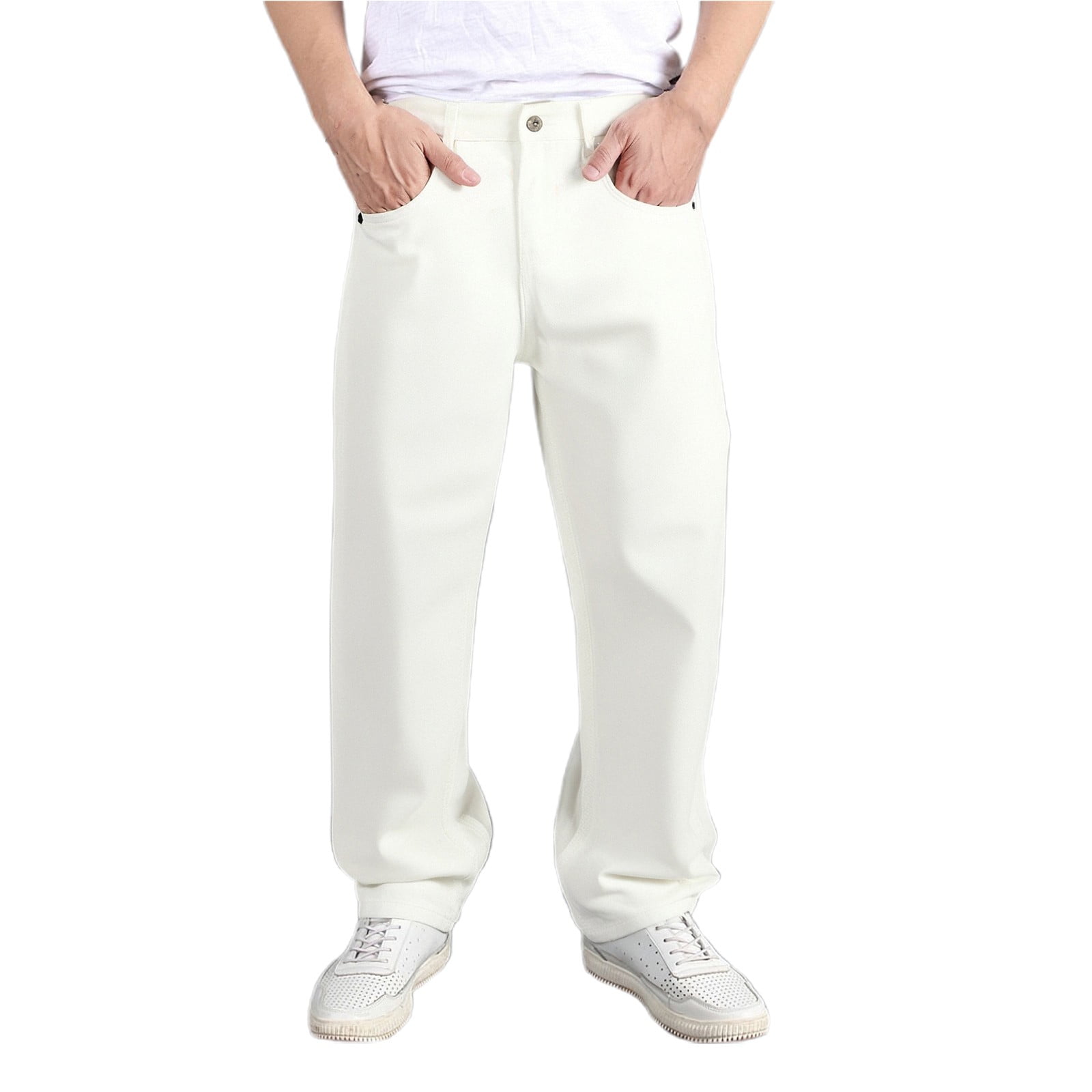 Men s Loose Fit Washed Denim Jeans Casual Streetwear Baggy Wide Leg Hop Pants for Everyday Wear