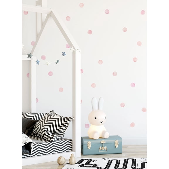Watercolor Dots Vinyl Wall Stickers - Pink Coral
