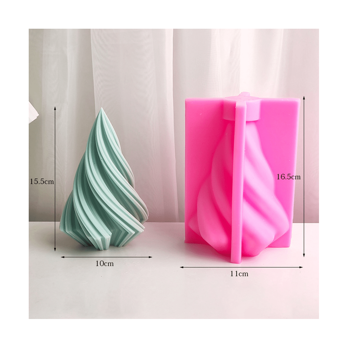 Rotating Cone Candle Mold Wave Stripe Aromatherapy Candle Silicone Mould DIY Curved Columnar Plaster Resin (L)
