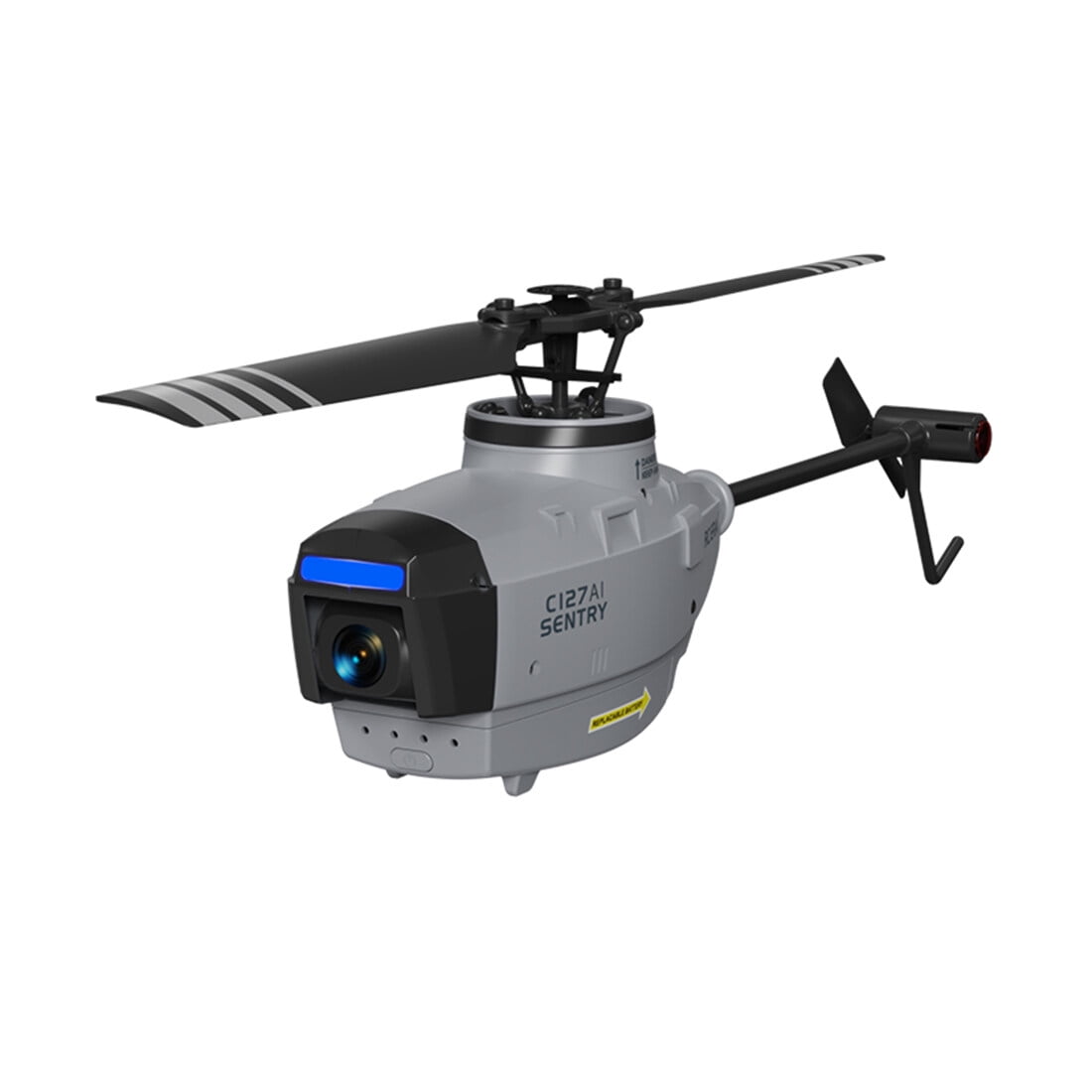 C127AI Single-Rotor Brushless RC Helicopter with 1080P Camera, 2.4G 4CH No Aileron RC Aircraft with Optical Flow, AI Tracking, Altitude Hold - RTF